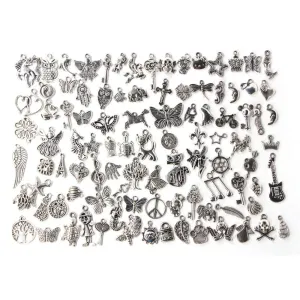 100Pcs Mixed Antique European Bracelet Charms Diy Fashion Jewelry