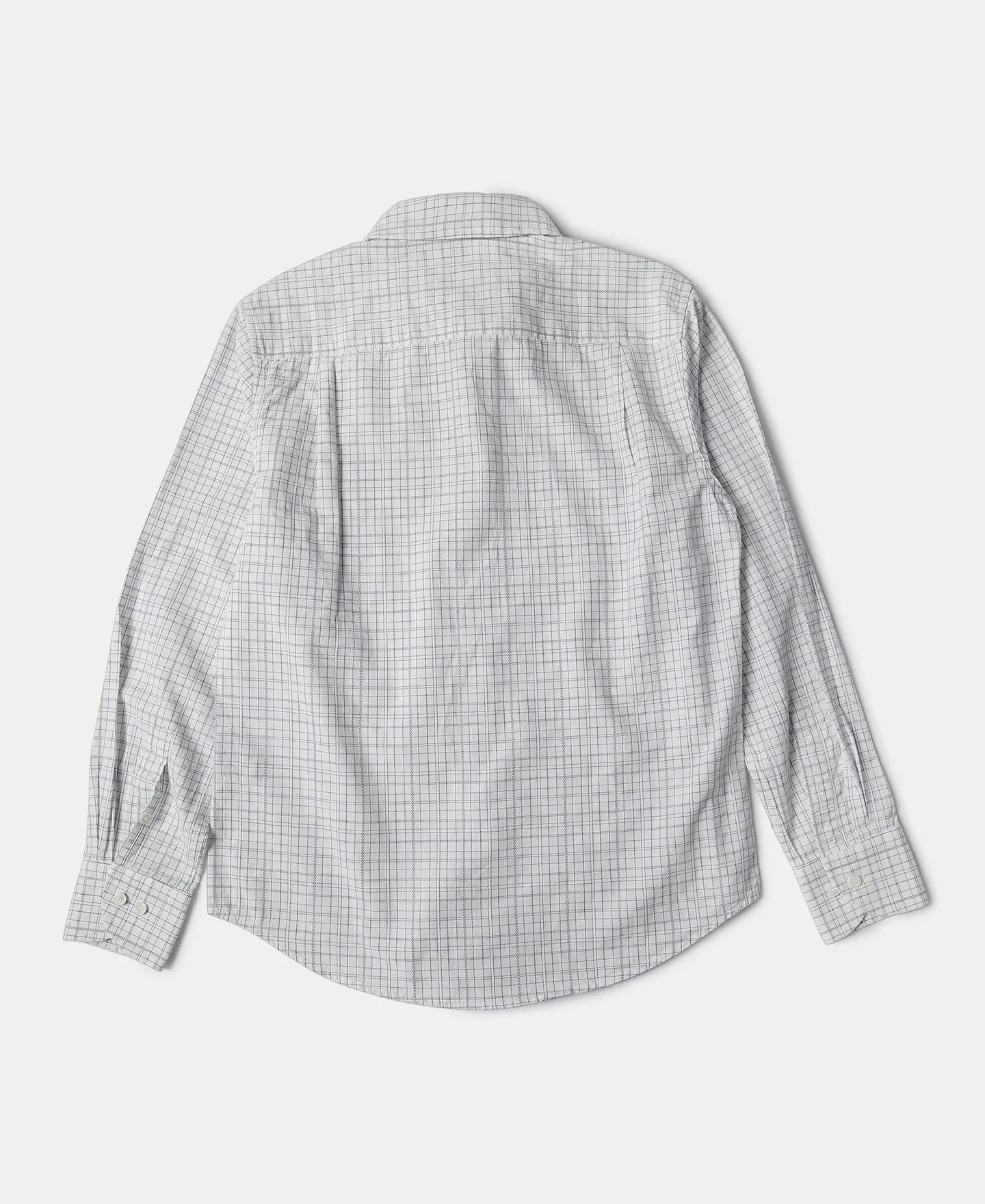 1930s Dobby Grid Check Spearpoint Collar Dress Shirt