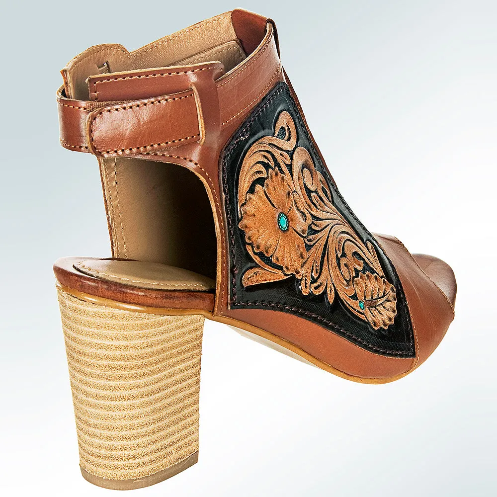 American Darling ADFT115 Hand tooled carved genuine leather sandal footwear flip flop