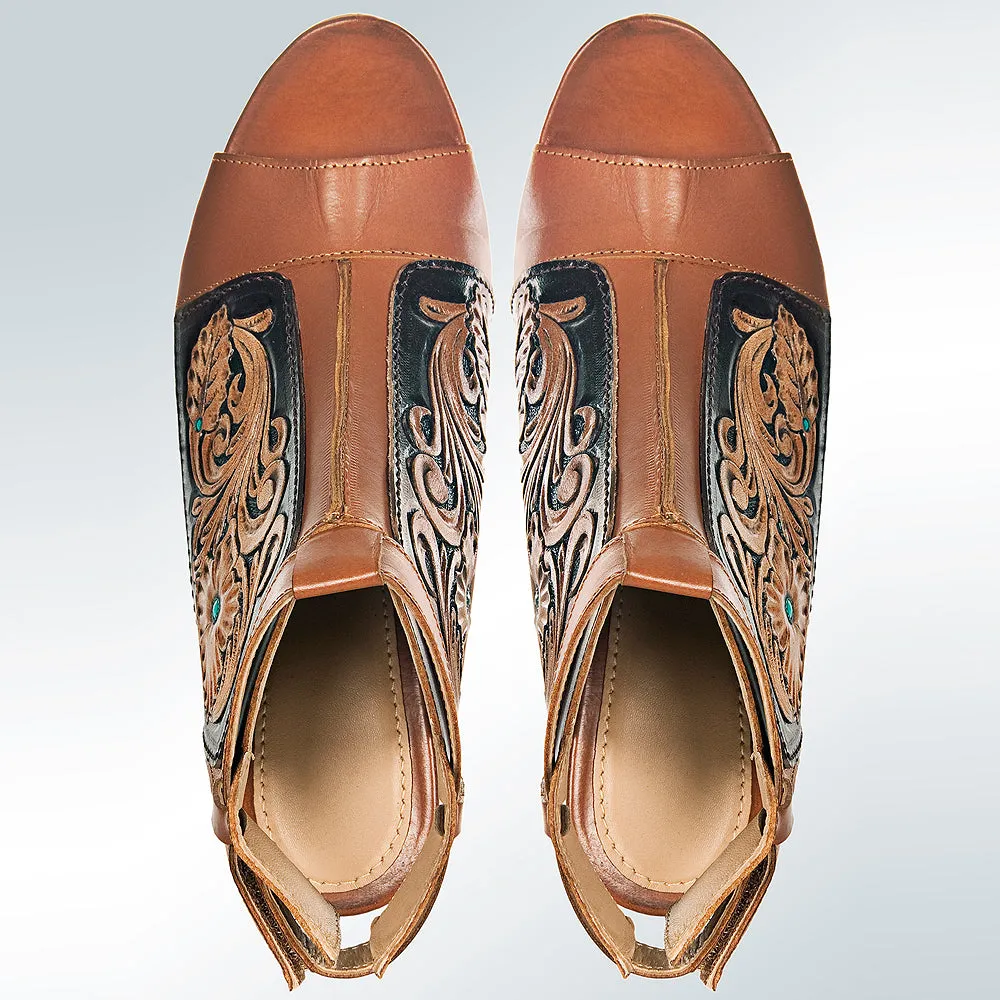 American Darling ADFT115 Hand tooled carved genuine leather sandal footwear flip flop