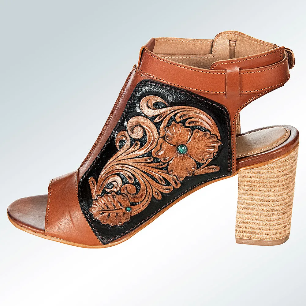 American Darling ADFT115 Hand tooled carved genuine leather sandal footwear flip flop