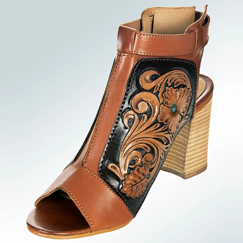American Darling ADFT115 Hand tooled carved genuine leather sandal footwear flip flop