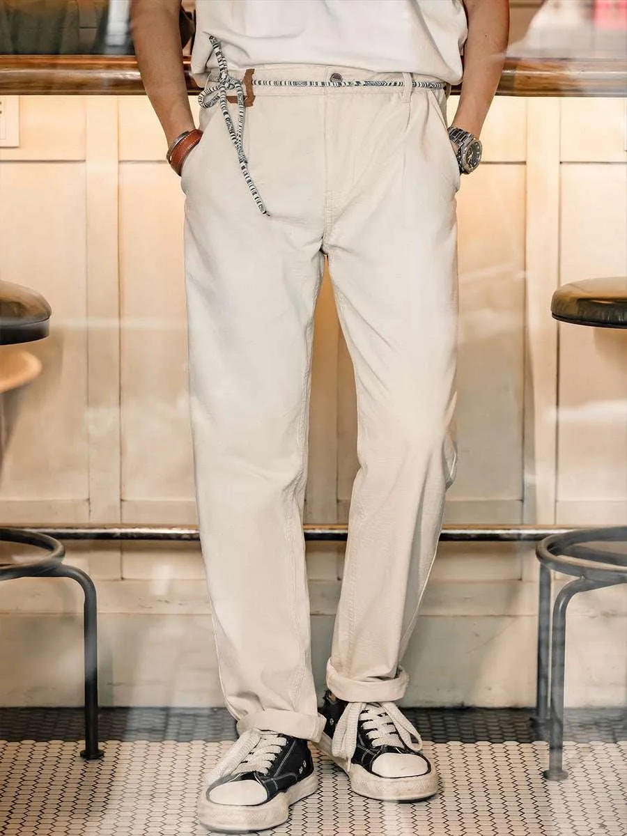 American Retro Off-White Casual Pants
