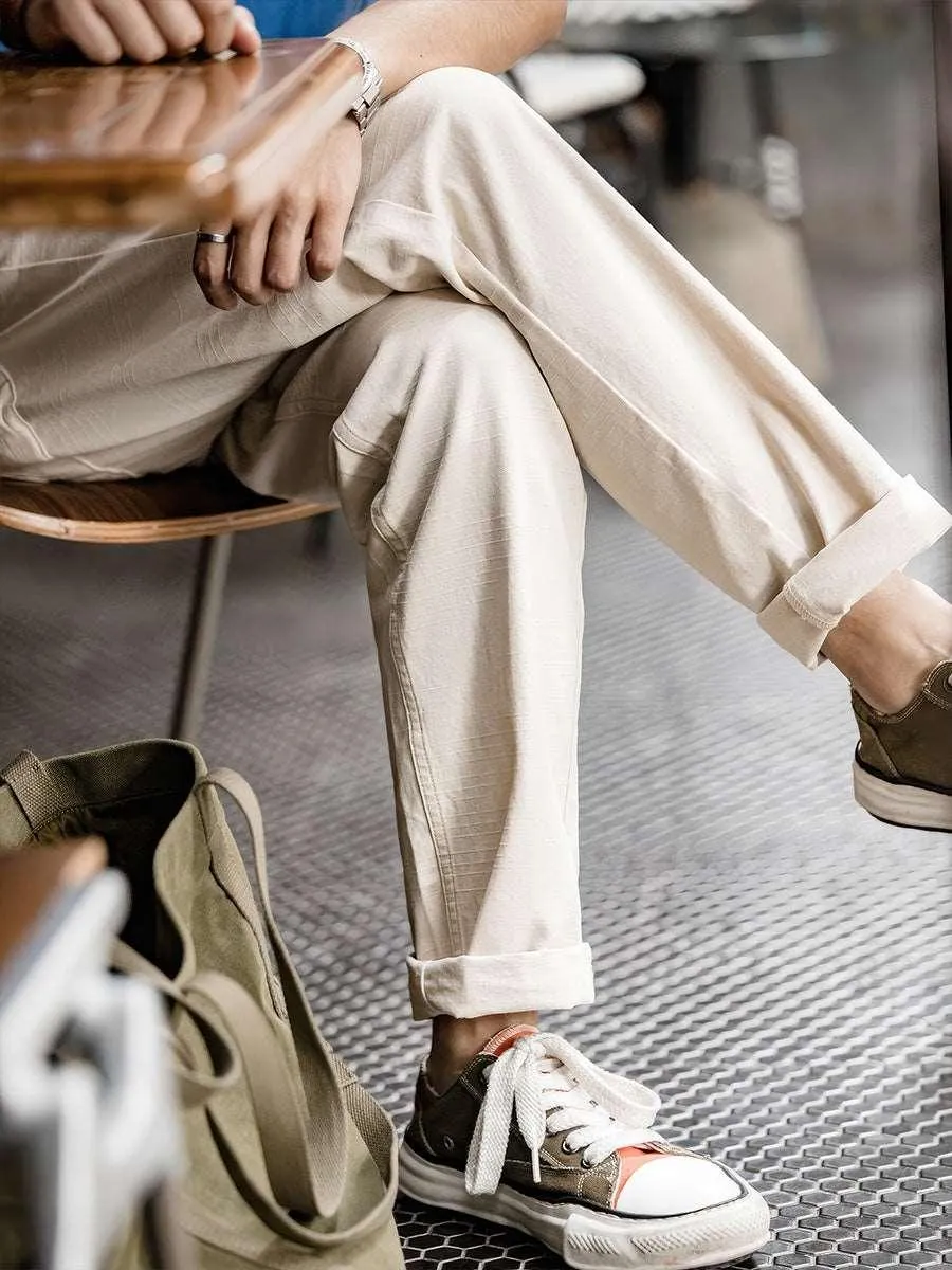American Retro Off-White Casual Pants