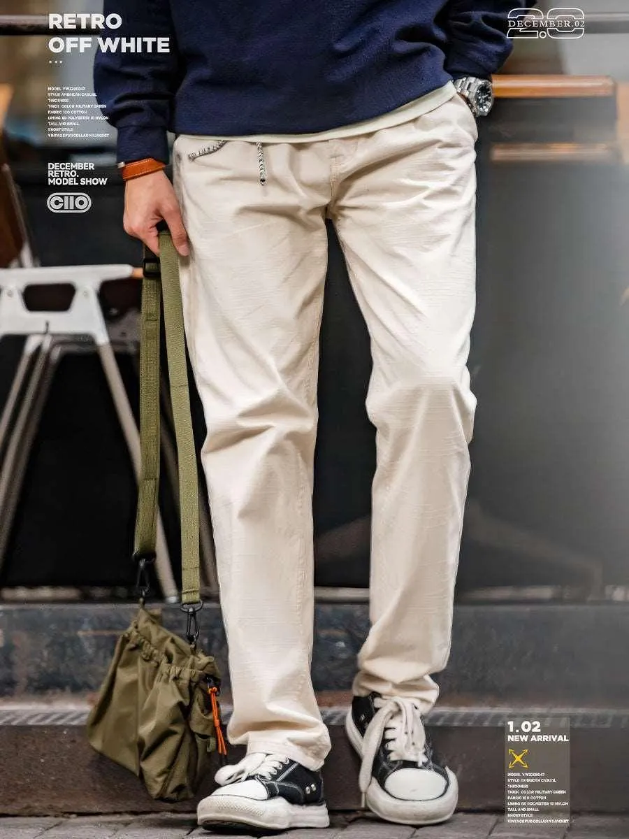 American Retro Off-White Casual Pants