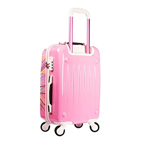 AO WEI LA OW Tourist Luggage Carry on Luggage with Spinner Wheels Rolling Suitcase for Women and Girls, Ascending Gardens Flowers (Pink ,20 Inch)