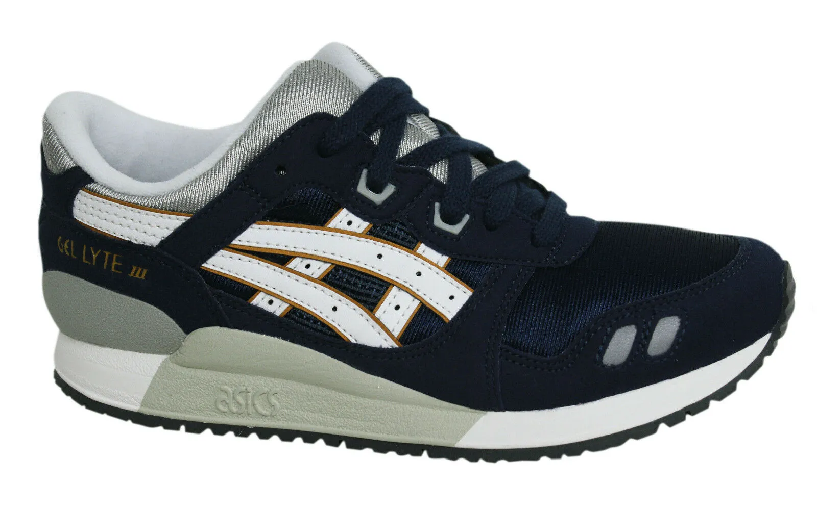 Asics Gel-Lyte III Lace Up Navy Synthetic Kids Junior Trainers C5A4N 5001 B55C