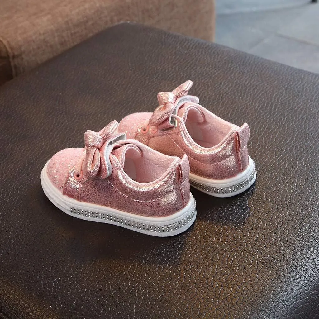 Baby Shoes Run Shoes Boys Bowknot Children Sport Crystal Baby Girls Sequins Bling Baby Shoes Cute