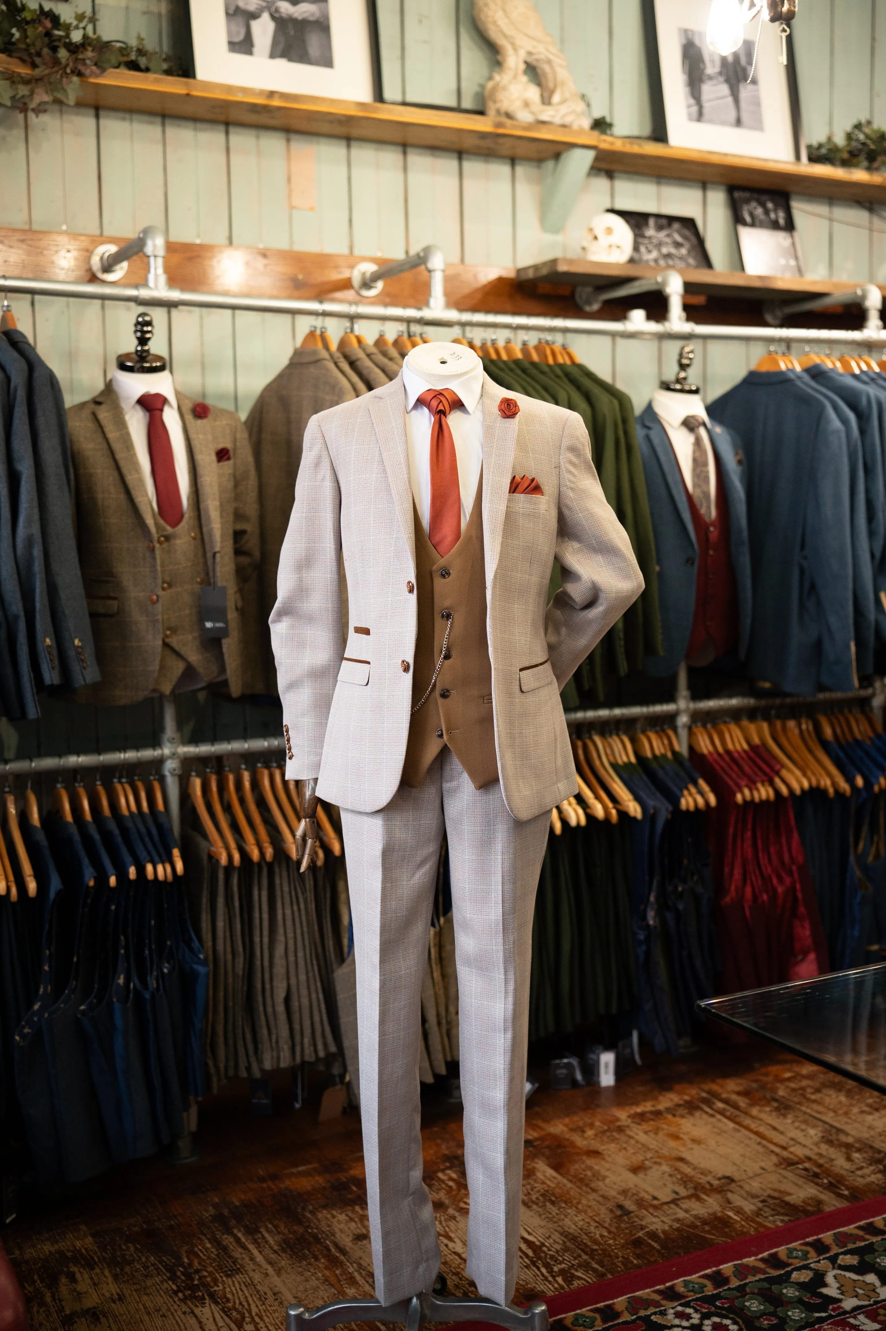 Beige and Oak Formal Look