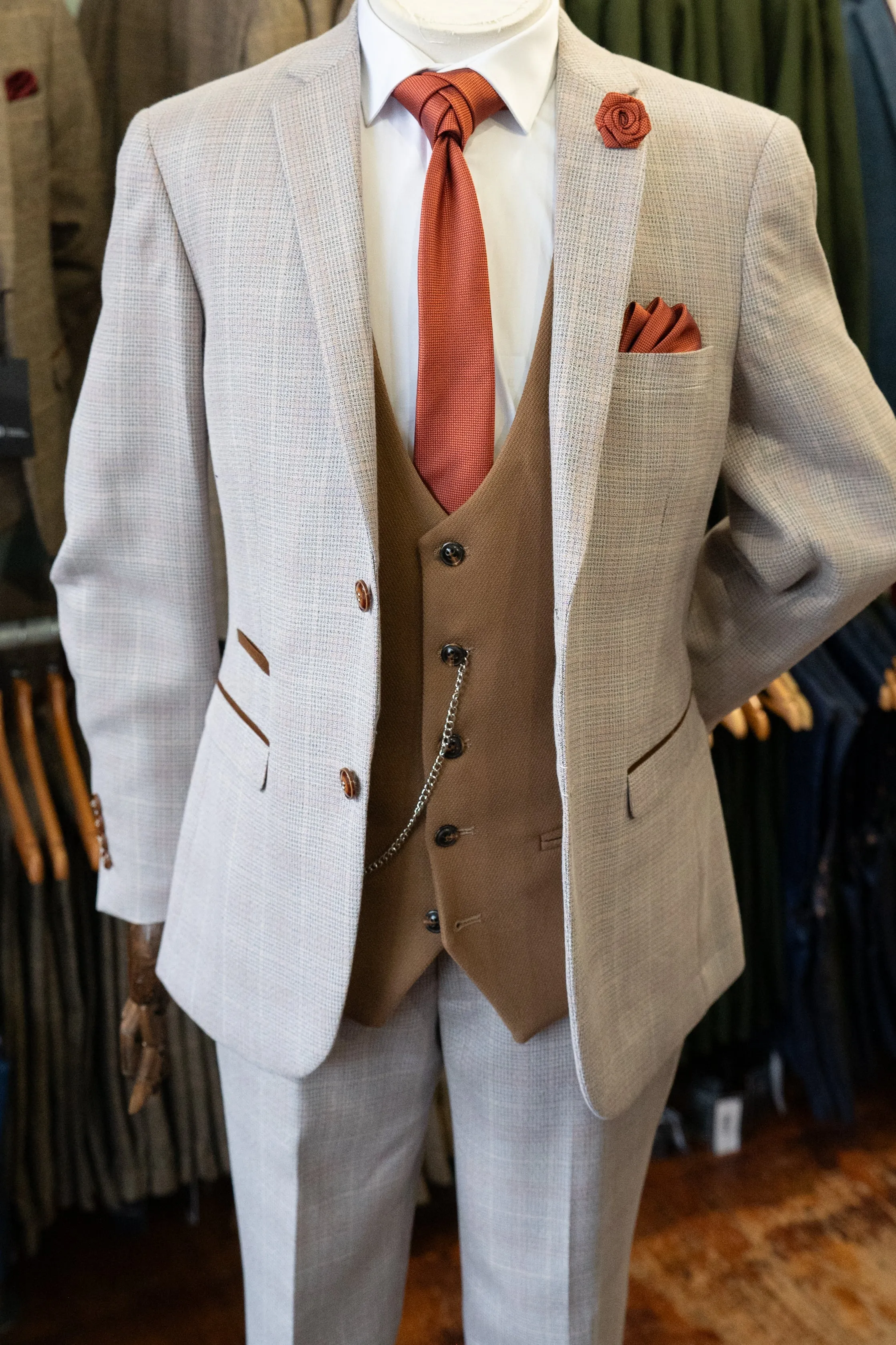 Beige and Oak Formal Look