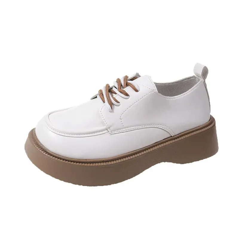 binfenxie  -  Spring Autumn Retro Casual Women's Loafers New Designer Platform Women's Leather Shoes Fashion Non-slip Lace Pumps Ladies