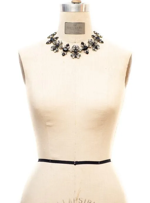 Black And Antique Gray Stone Statement Necklace