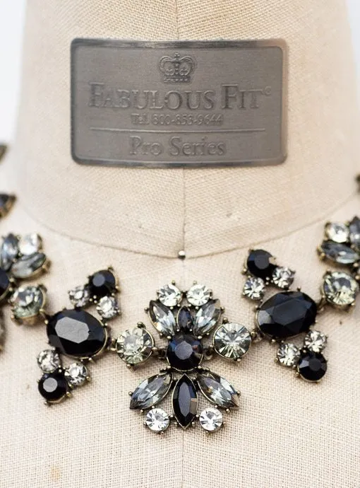 Black And Antique Gray Stone Statement Necklace