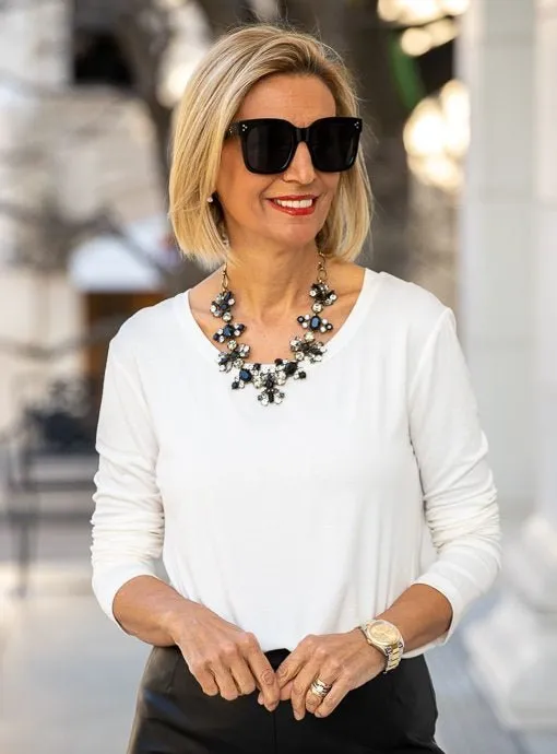 Black And Antique Gray Stone Statement Necklace