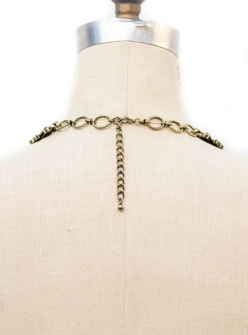 Black And Antique Gray Stone Statement Necklace