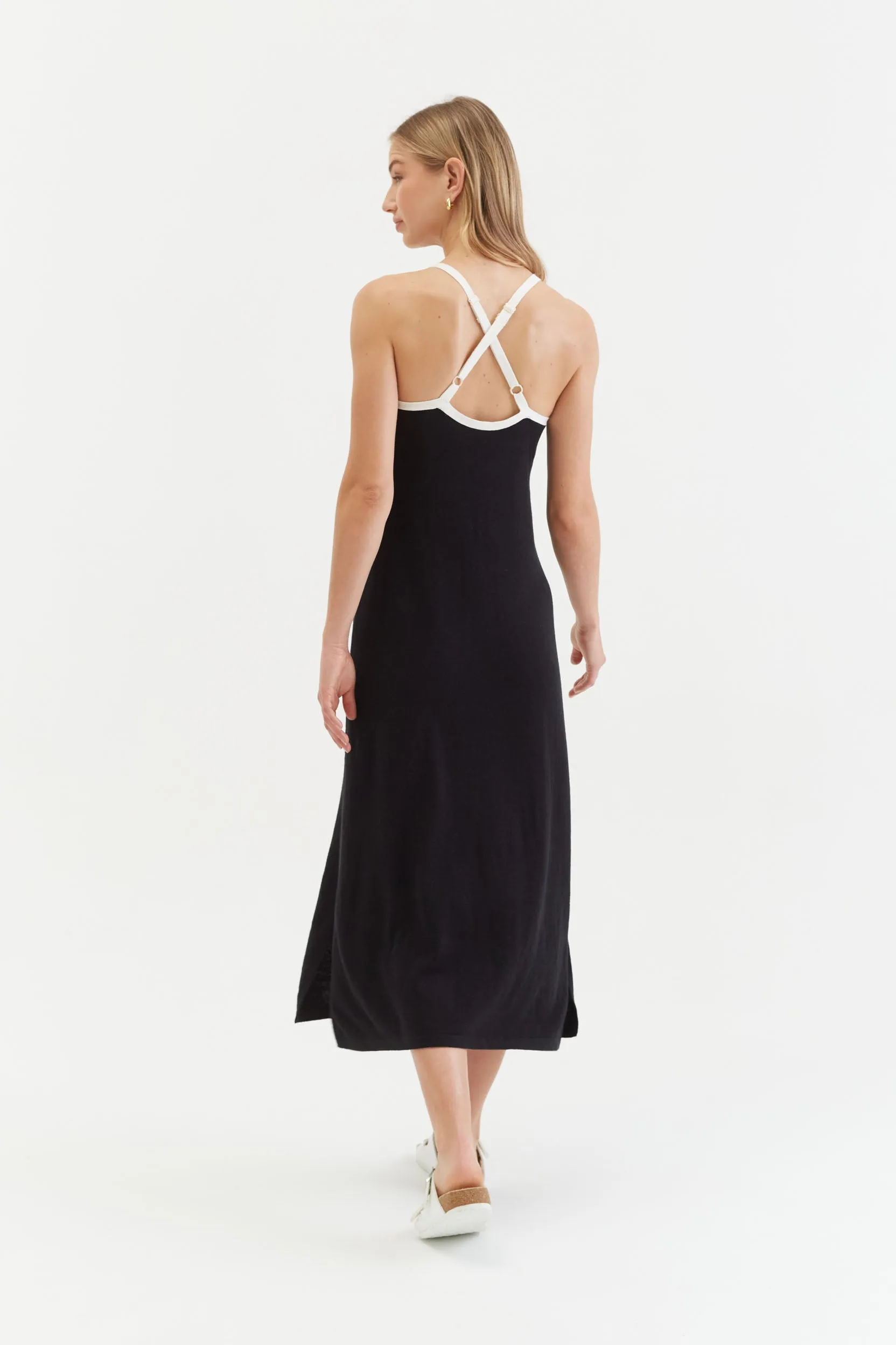 Black Cotton-Linen Summer Dress
