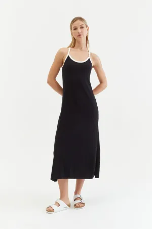 Black Cotton-Linen Summer Dress