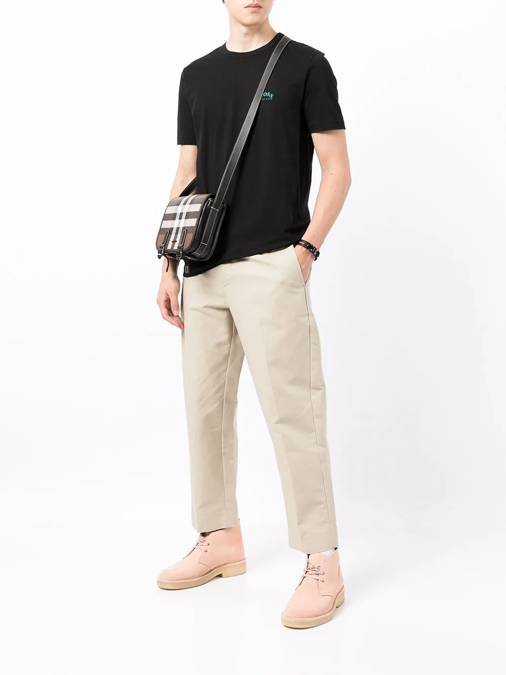 BOSS Curved Logo T-Shirt Black/Blue