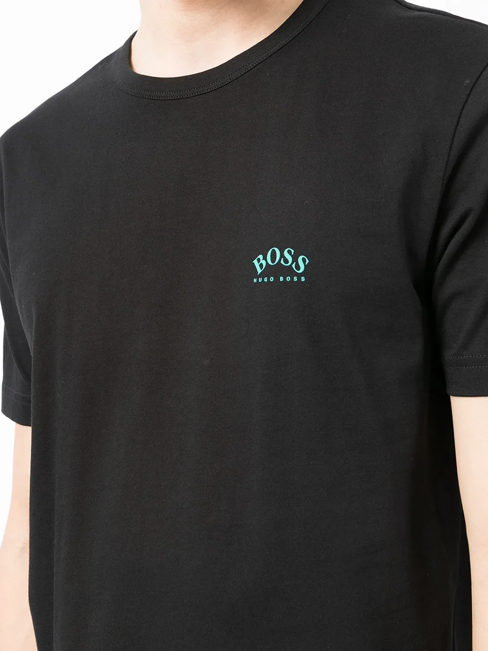 BOSS Curved Logo T-Shirt Black/Blue