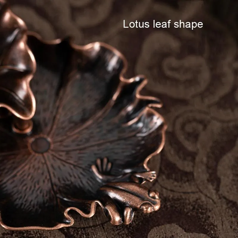 Bronze Lotus Leaf Inverted Incense Burner - Antique Indoor