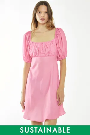 Candy-Pink Tie Back Mini-Dress