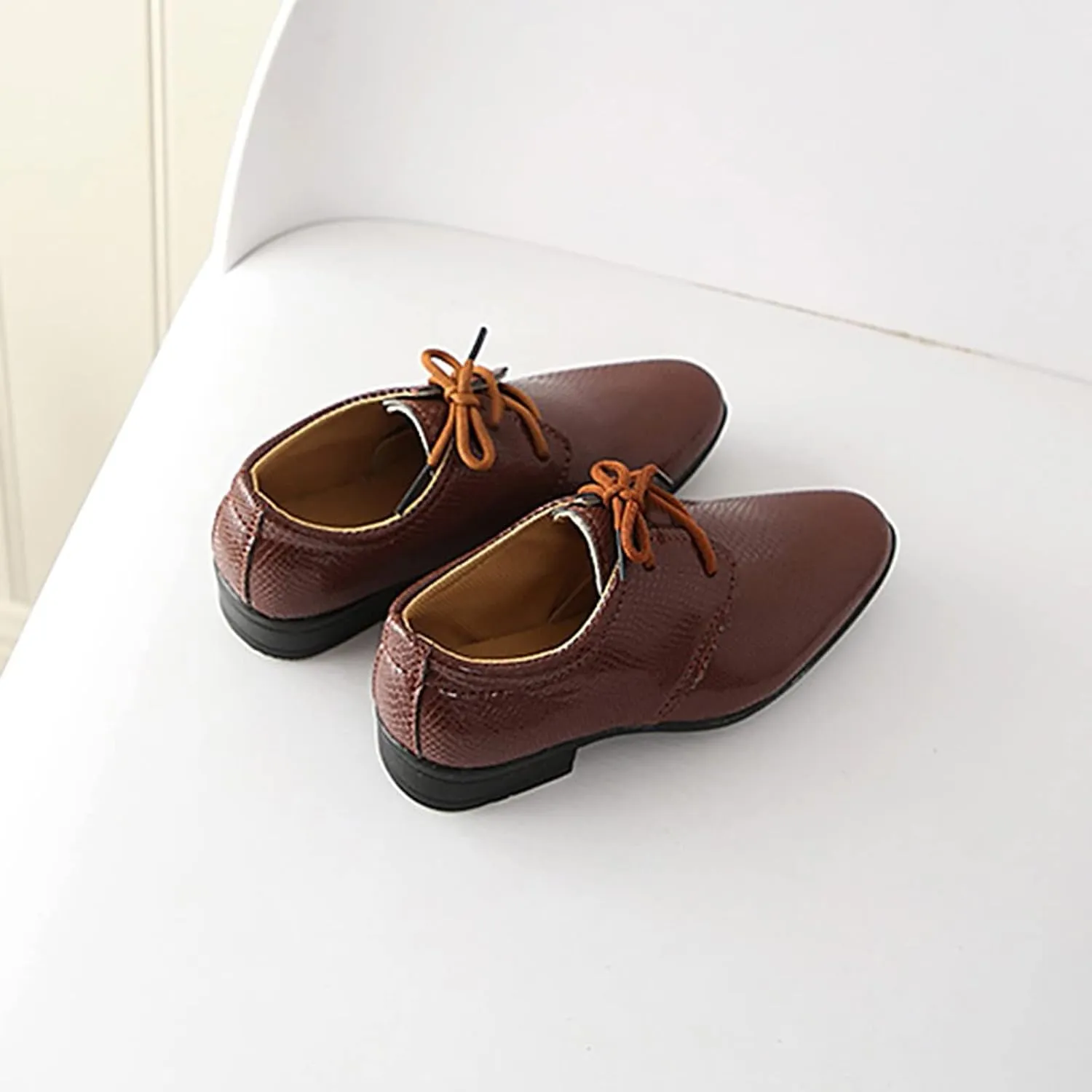 Children Kids xford Shoes Girls Boys Leather Dress Shoes Student School niform Lace-Up Shoes Loafer lats