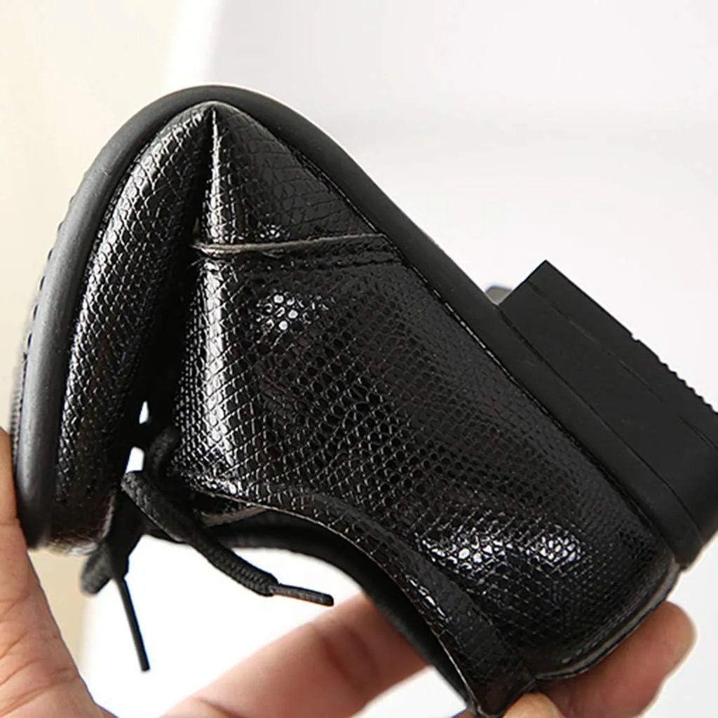 Children Kids xford Shoes Girls Boys Leather Dress Shoes Student School niform Lace-Up Shoes Loafer lats