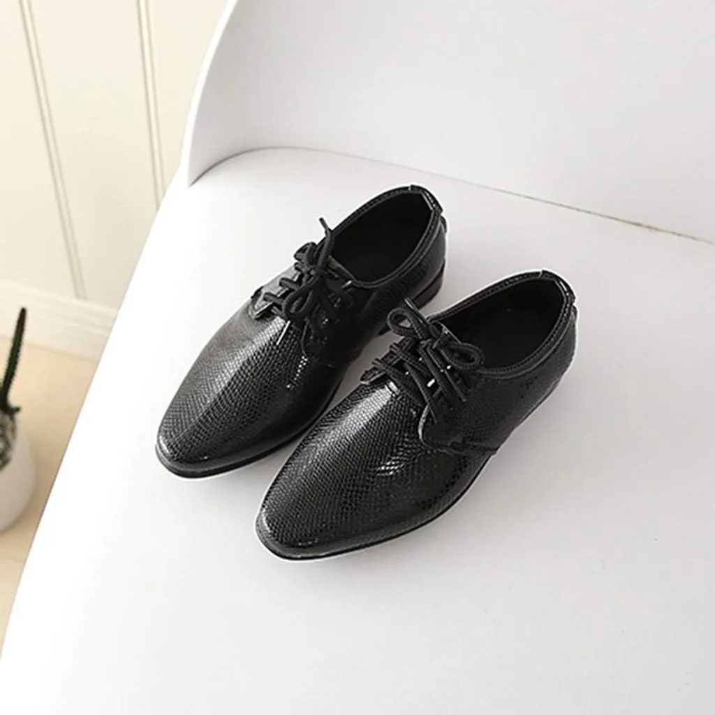 Children Kids xford Shoes Girls Boys Leather Dress Shoes Student School niform Lace-Up Shoes Loafer lats