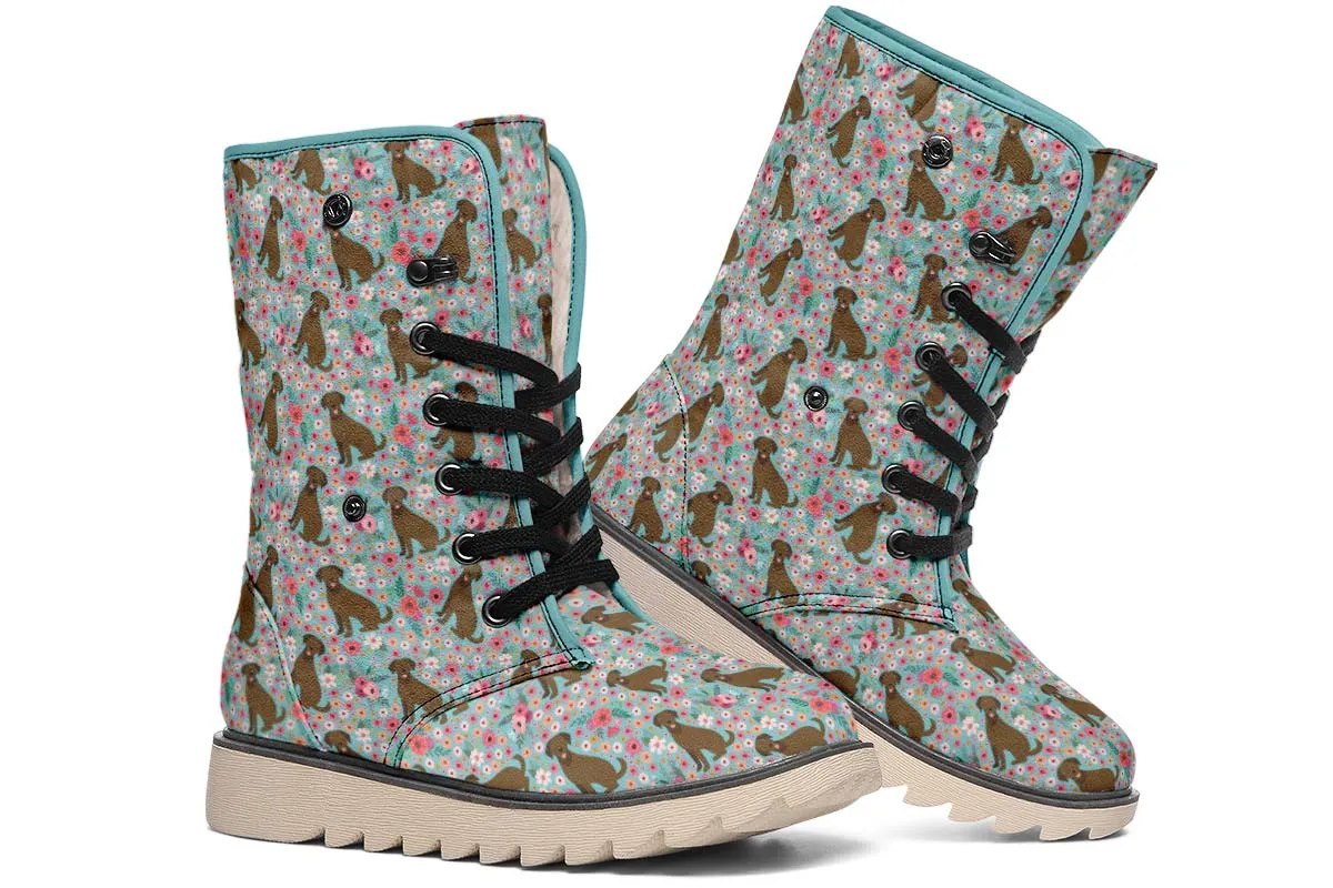 Chocolate Labrador Flower Polar Vibe Boots