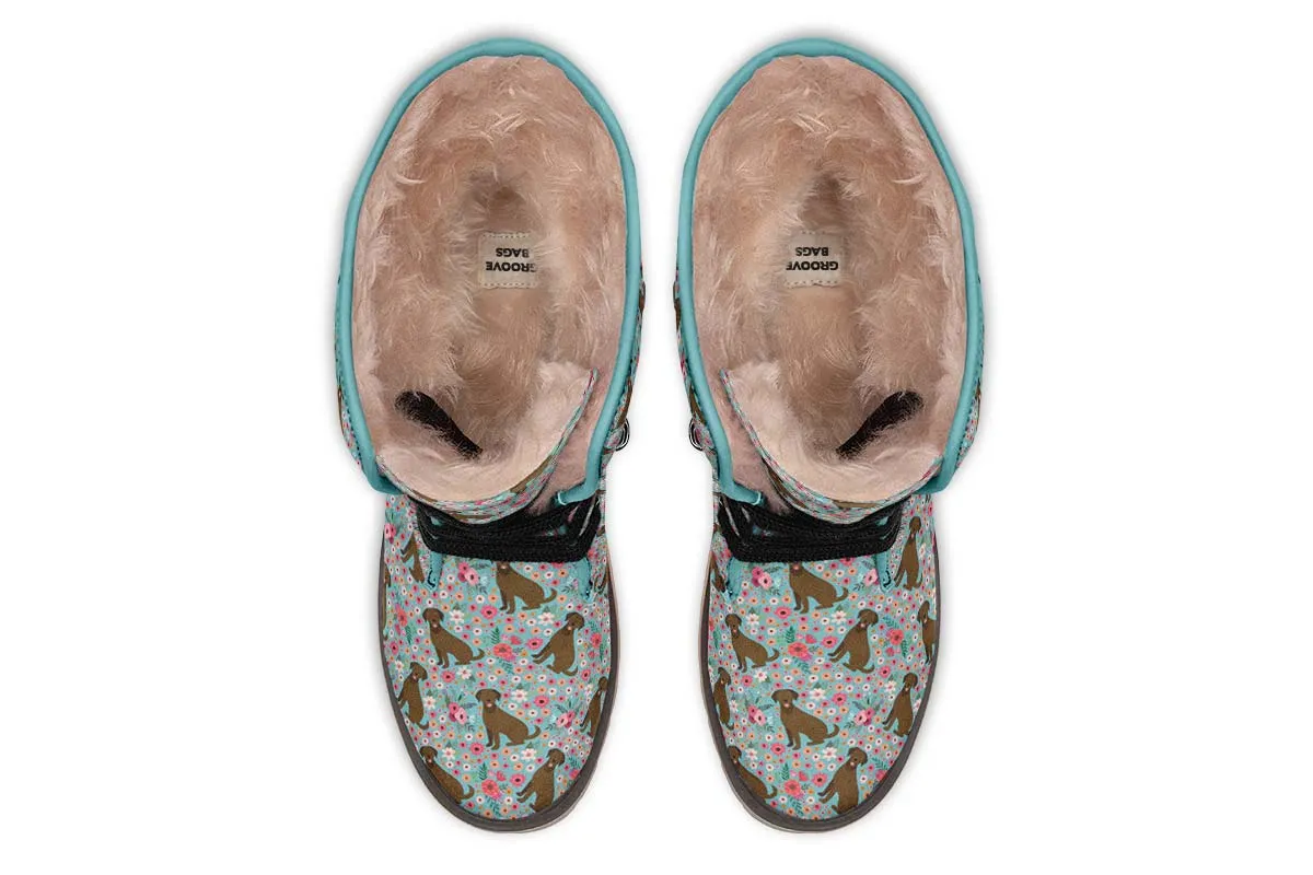 Chocolate Labrador Flower Polar Vibe Boots