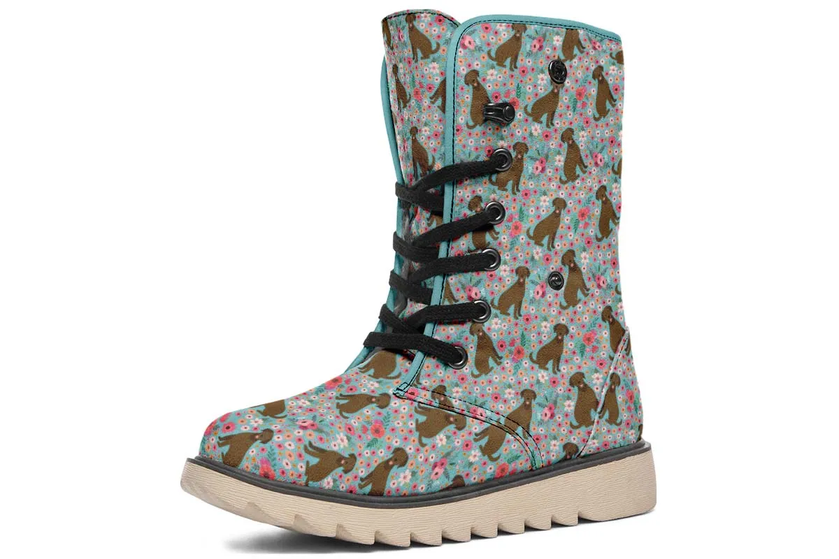 Chocolate Labrador Flower Polar Vibe Boots
