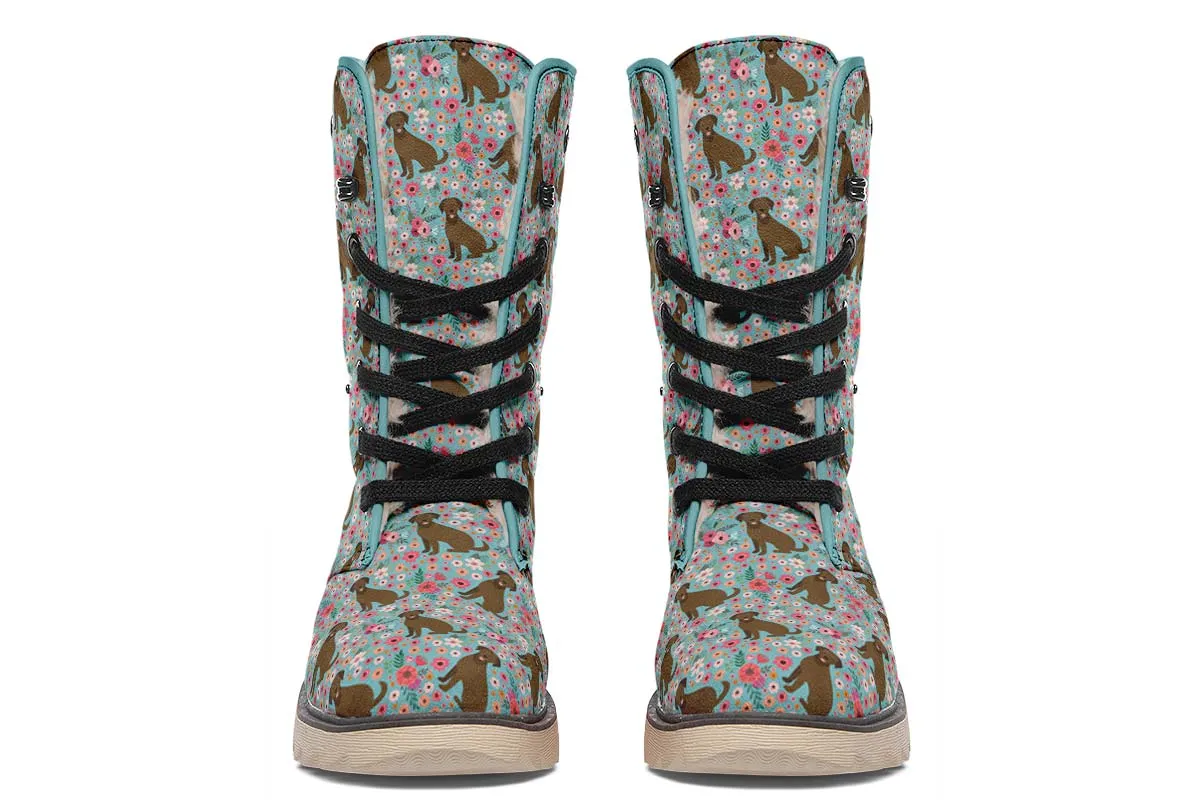 Chocolate Labrador Flower Polar Vibe Boots