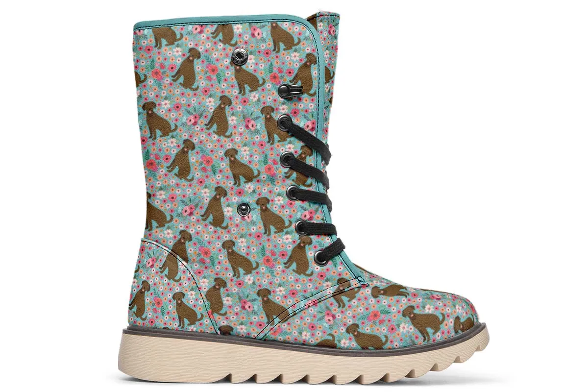 Chocolate Labrador Flower Polar Vibe Boots