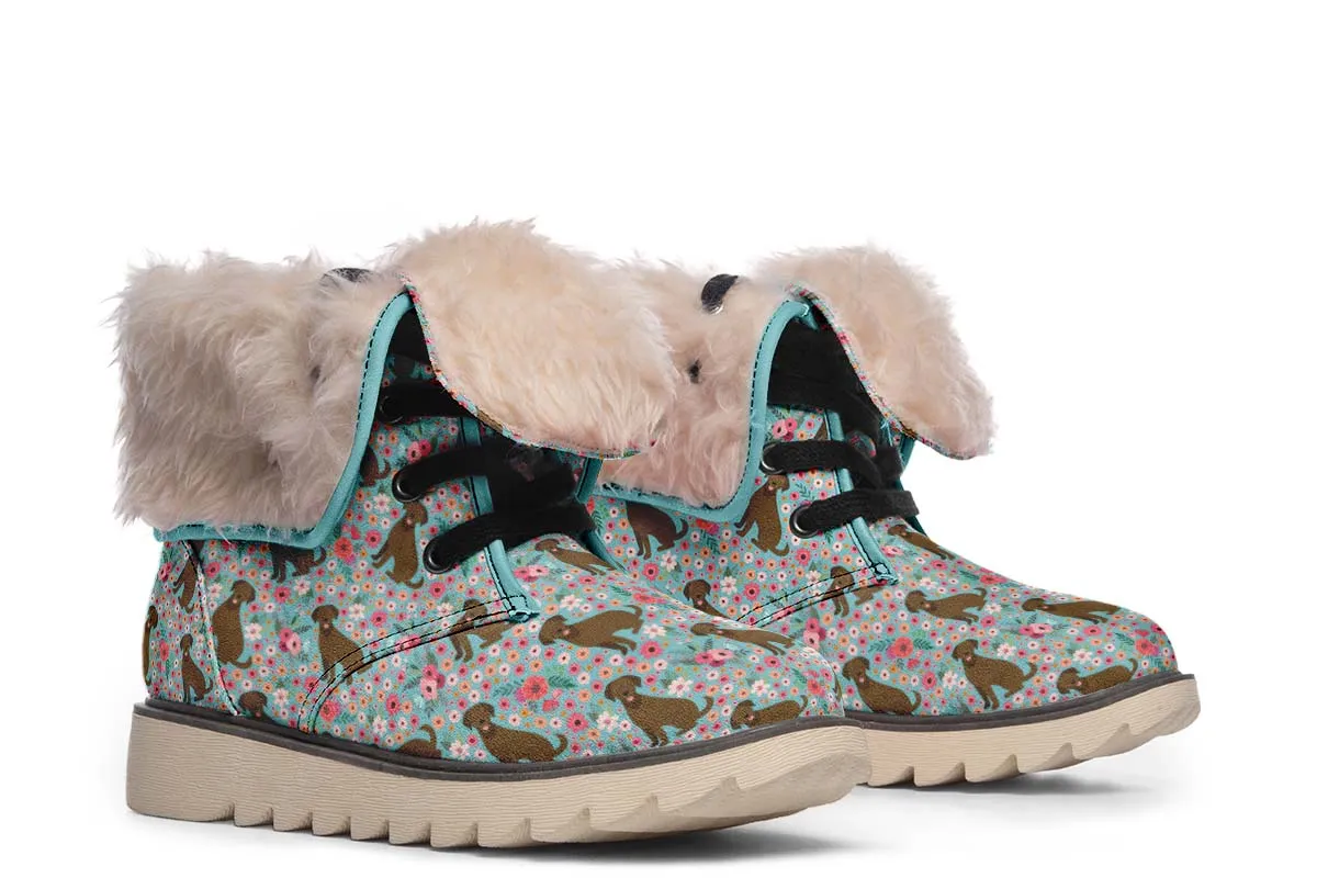 Chocolate Labrador Flower Polar Vibe Boots
