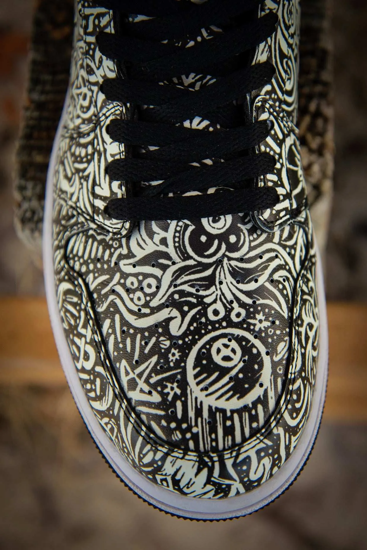 Devious Doodle Pattern Old School Mens High Top Sneakers
