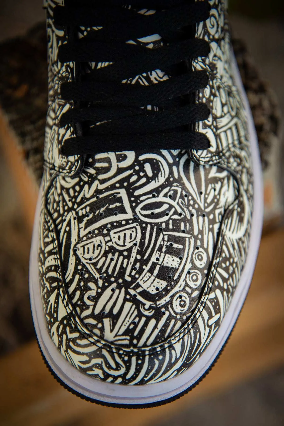 Devious Doodle Pattern Old School Mens High Top Sneakers