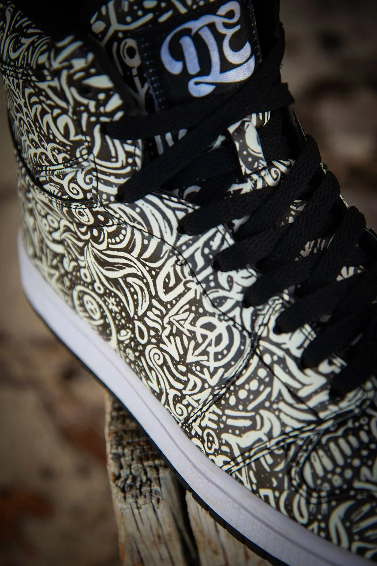 Devious Doodle Pattern Old School Mens High Top Sneakers