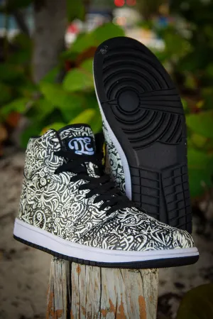 Devious Doodle Pattern Old School Mens High Top Sneakers