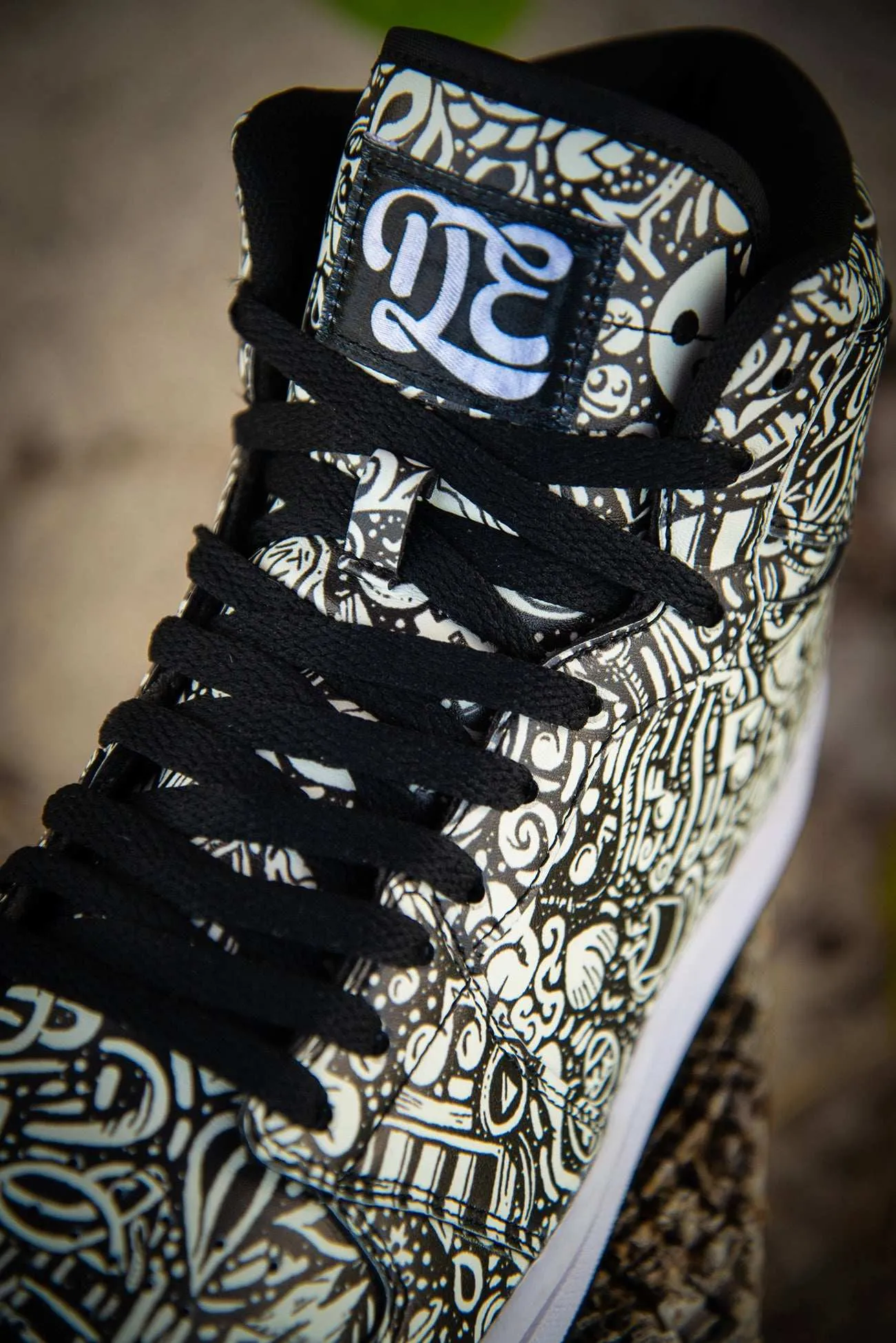 Devious Doodle Pattern Old School Mens High Top Sneakers