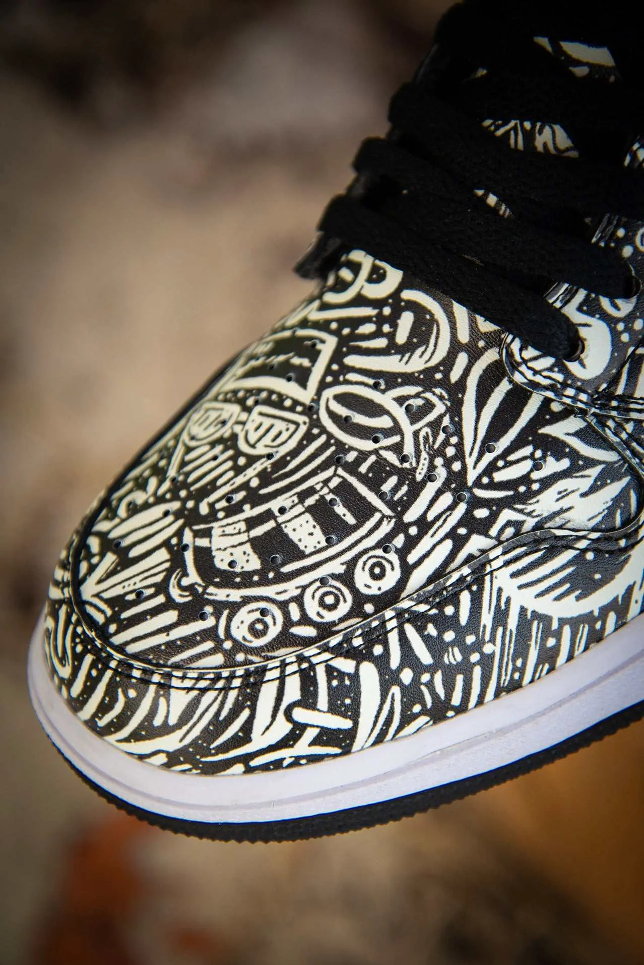 Devious Doodle Pattern Old School Mens High Top Sneakers