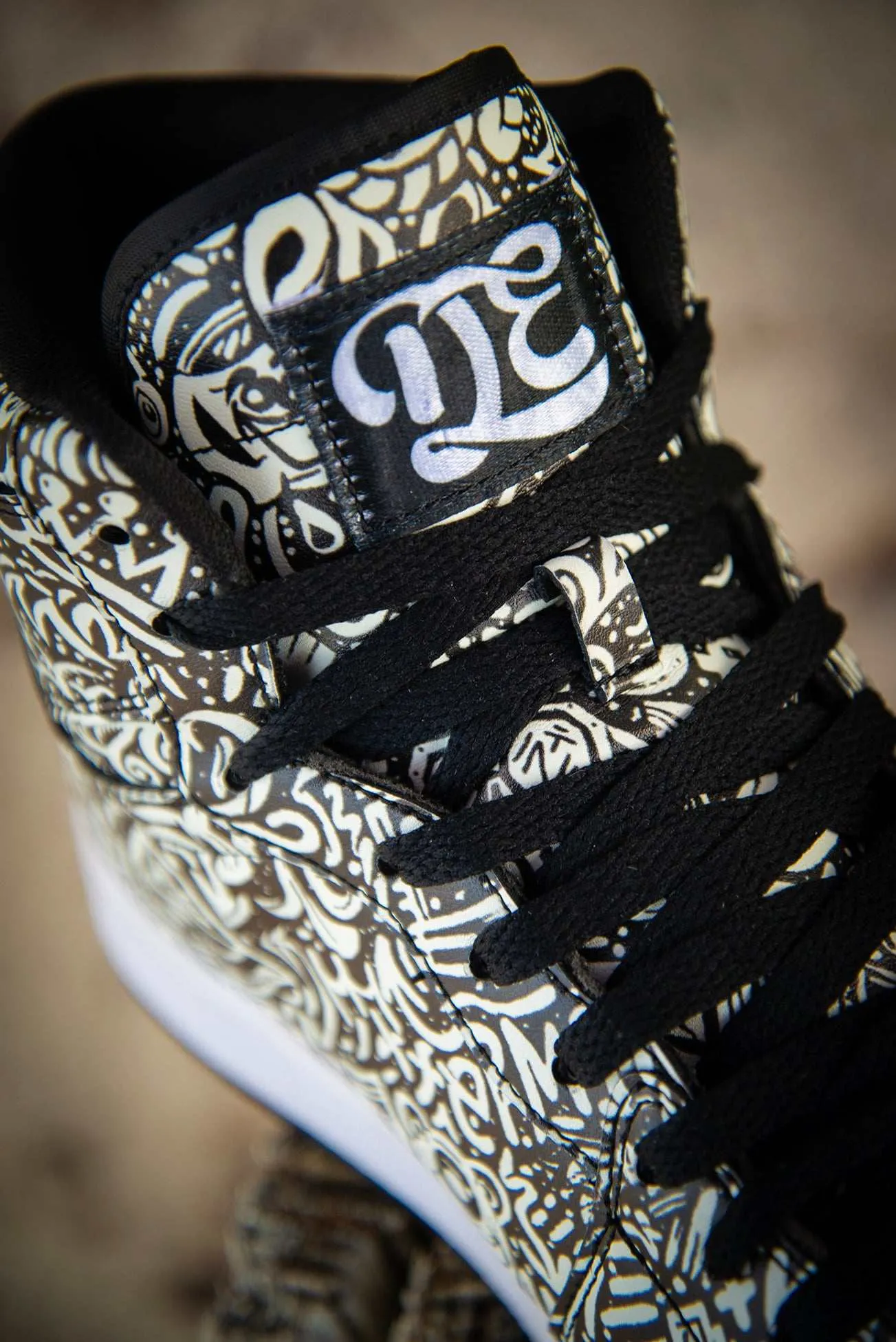 Devious Doodle Pattern Old School Mens High Top Sneakers