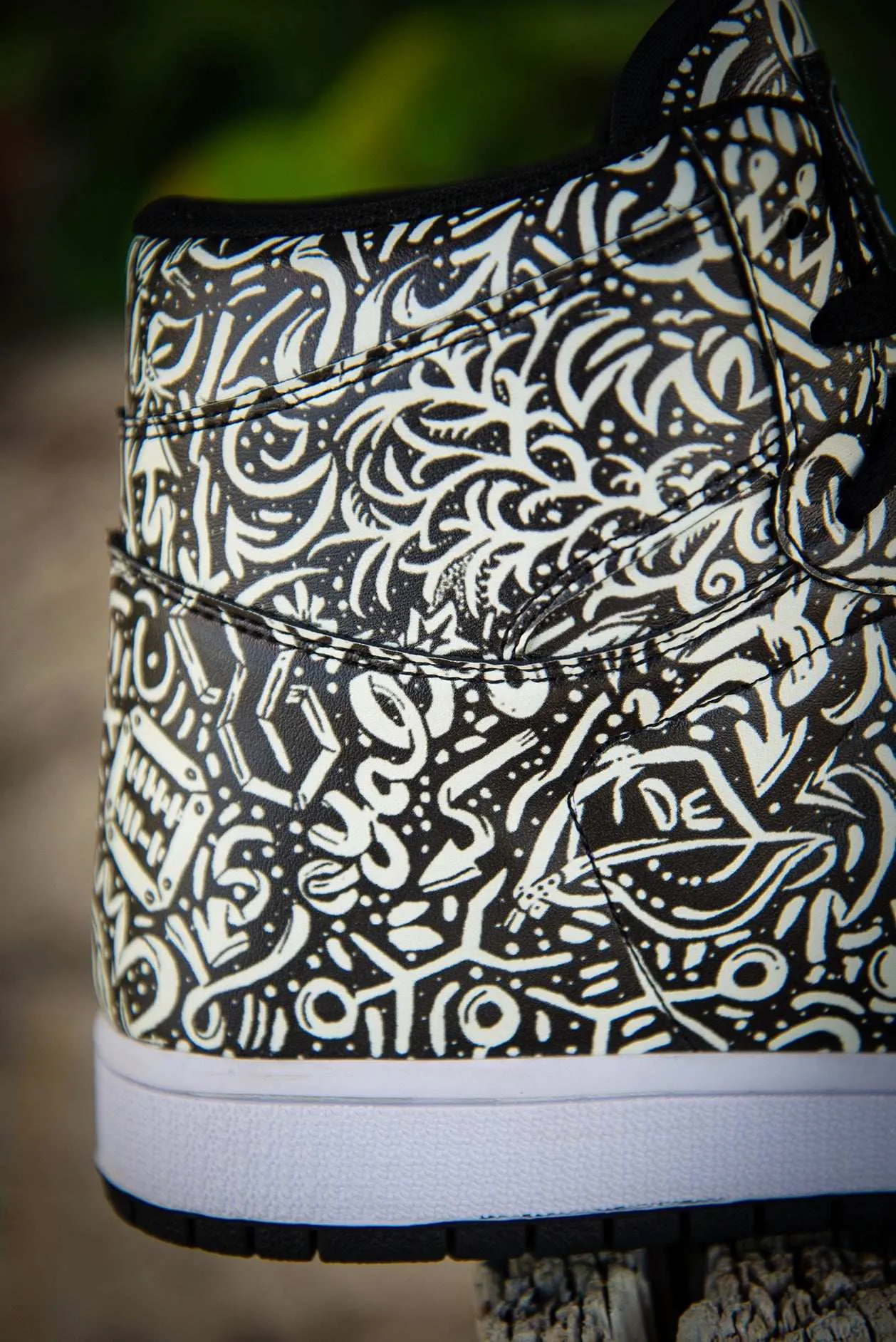 Devious Doodle Pattern Old School Mens High Top Sneakers