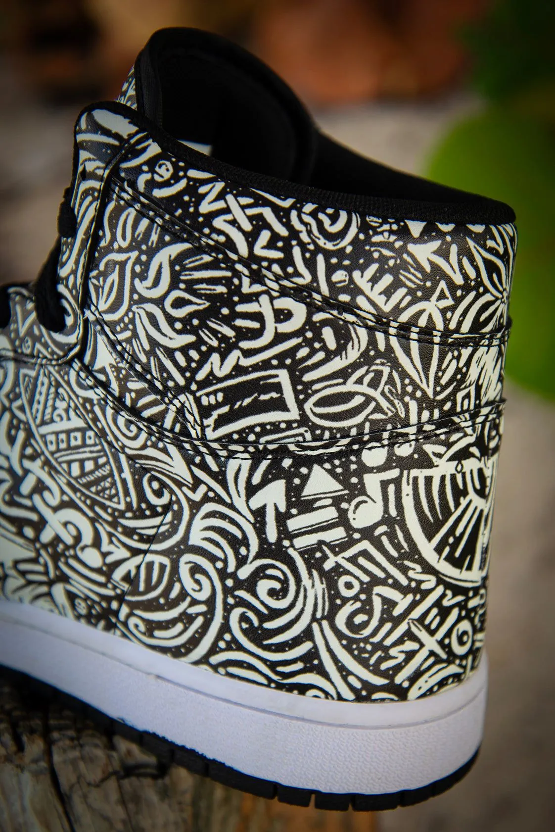 Devious Doodle Pattern Old School Mens High Top Sneakers