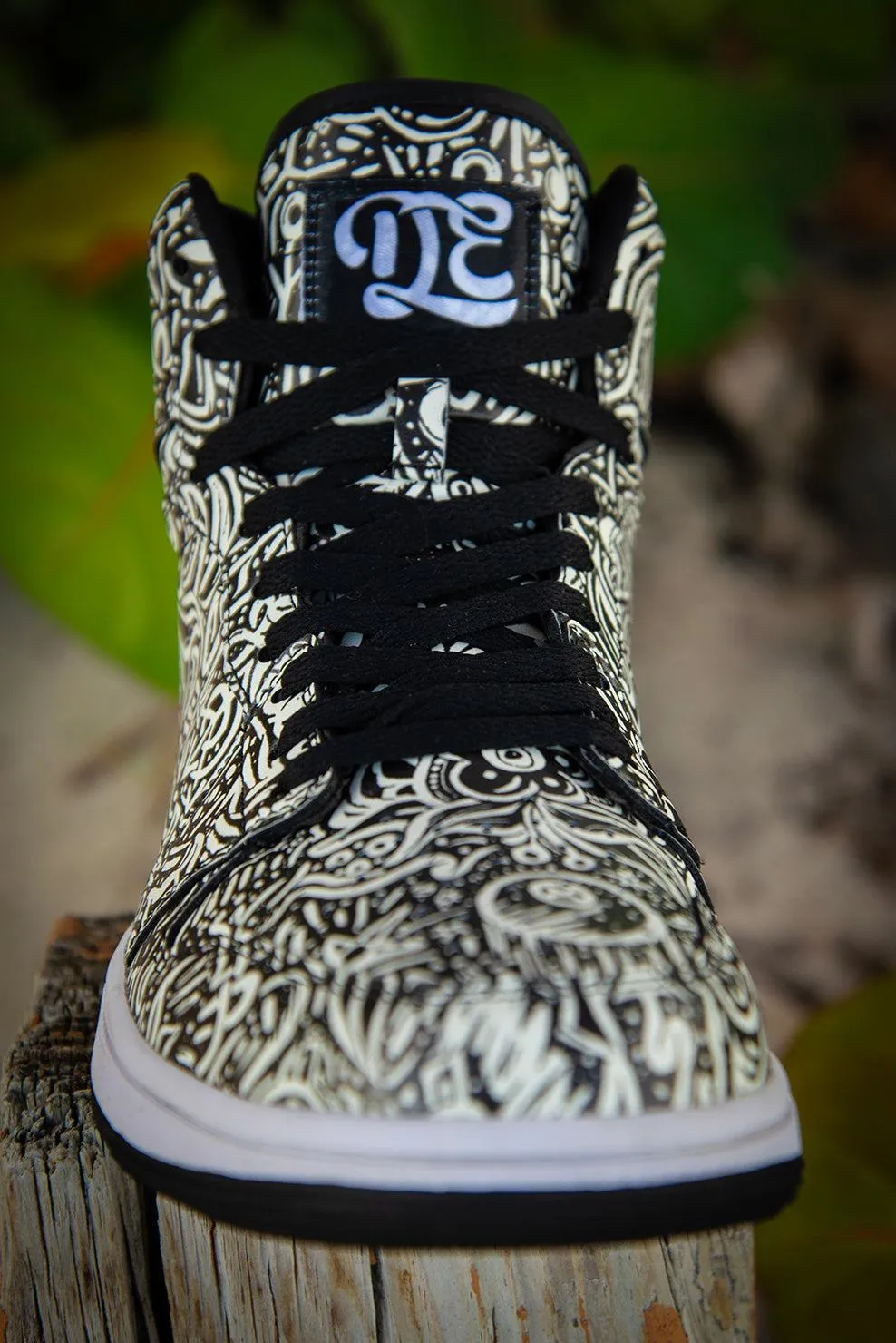 Devious Doodle Pattern Old School Mens High Top Sneakers