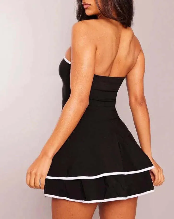 Elegant Contrast Dress: Modern & Flattering