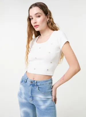 Embellished Wash Rib Top