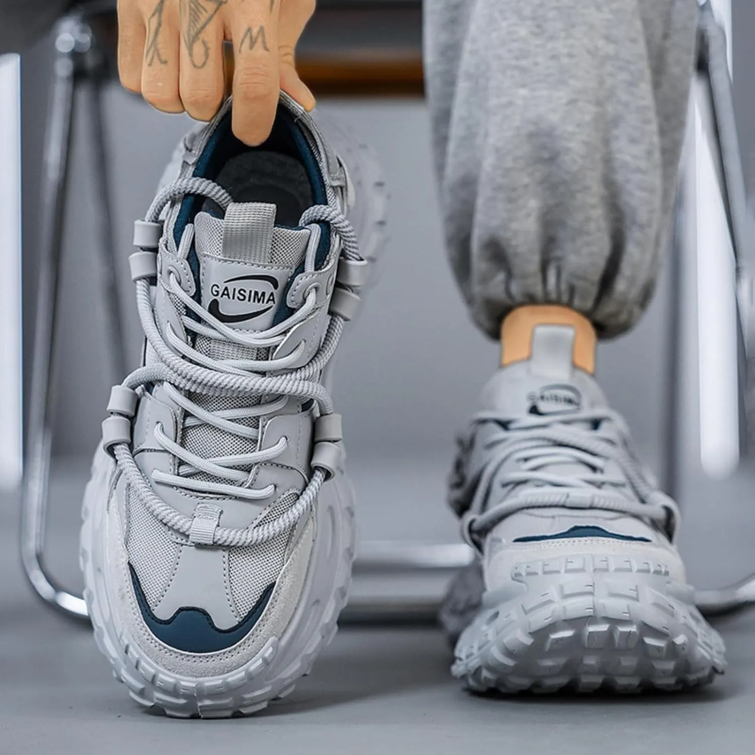 Fashion Chunky Sneakers for Men Height-Increasing Platform Casual Dad Shoes Comfortable Wedge Walking Driving Daily Sport Sneakers