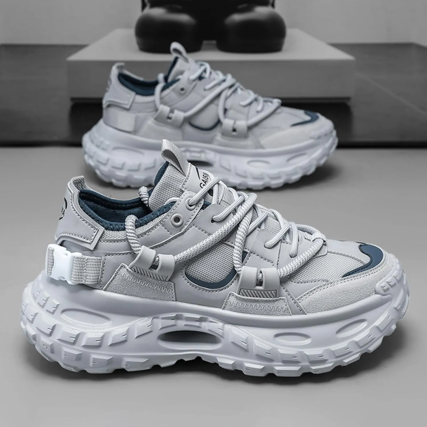 Fashion Chunky Sneakers for Men Height-Increasing Platform Casual Dad Shoes Comfortable Wedge Walking Driving Daily Sport Sneakers