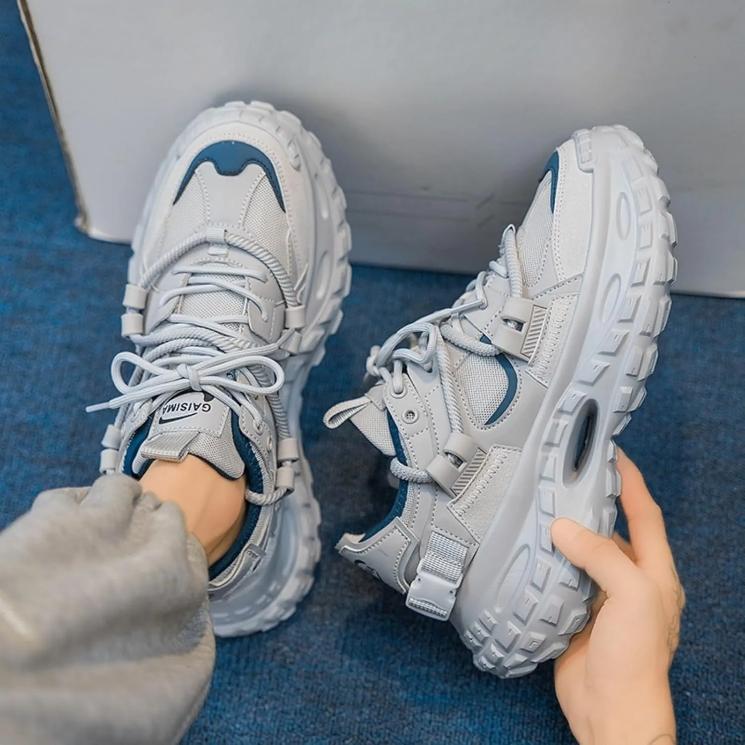 Fashion Chunky Sneakers for Men Height-Increasing Platform Casual Dad Shoes Comfortable Wedge Walking Driving Daily Sport Sneakers