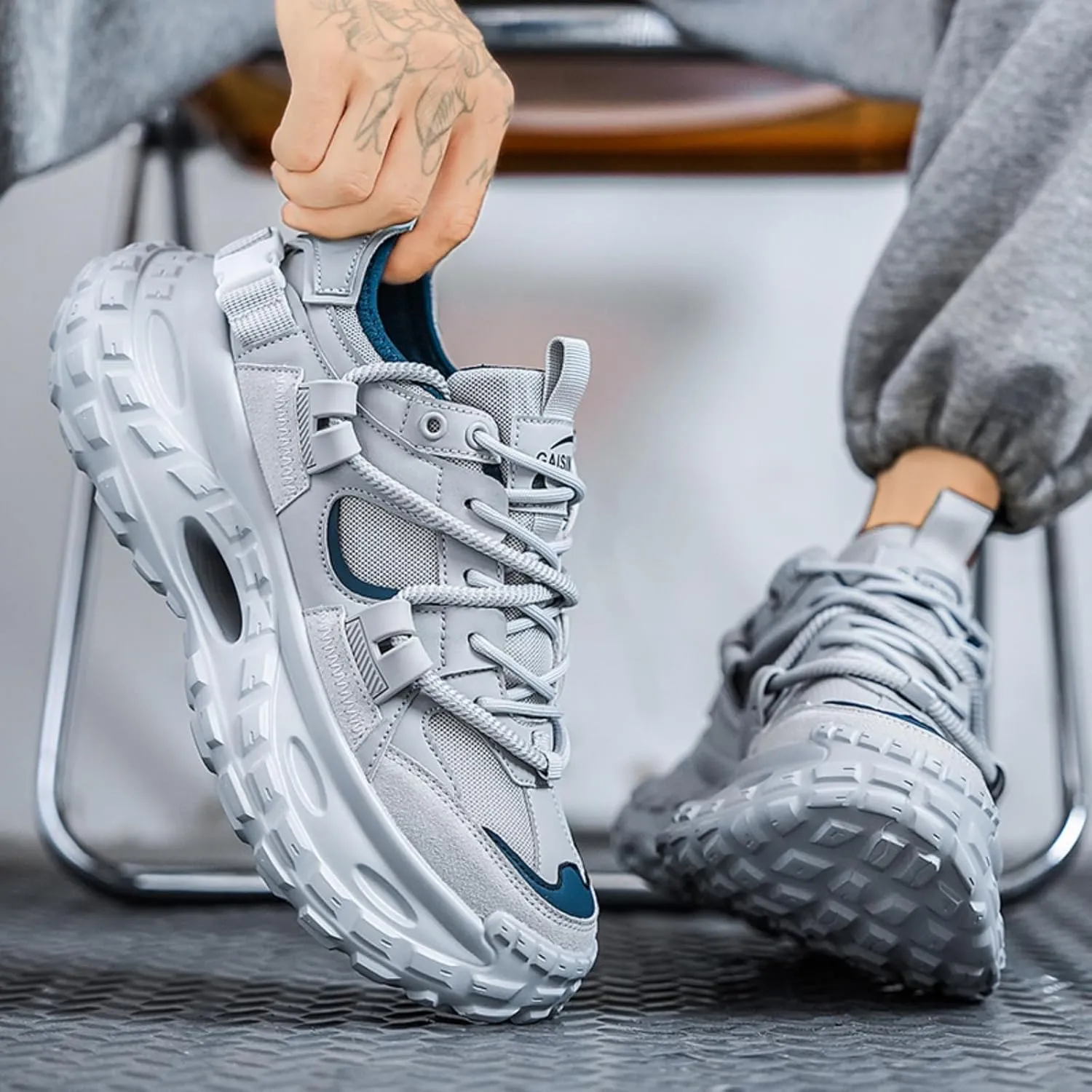 Fashion Chunky Sneakers for Men Height-Increasing Platform Casual Dad Shoes Comfortable Wedge Walking Driving Daily Sport Sneakers